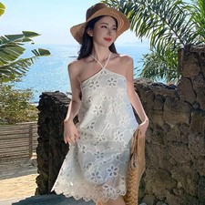 Abito Corto Bianco Ricamato