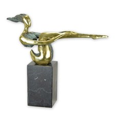 9932288 Scultura IN Bronzo Figura Ragazza Nudo Femminile Stilisiert che Gira