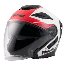 Blauer Casco Moto Jet JJ-01 Rosso Lucido Doppia visiera ECE2206