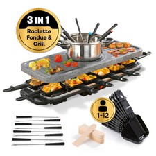 Set per fonduta raclette 12 persone barbecue da tavolo barbecue elettrico griglia per raclette XXL