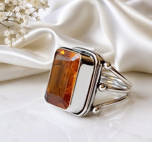 Anello citrino rettangolare - anello,