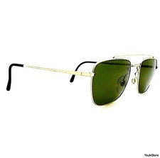 SALICE occhiali da sole metal gold/green lenses VINTAGE 80'  sunglasses 