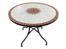 VivaGarden Tavolo da Giardino Rotondo in Acciaio 100x75 cm Mosaico Rock 199282