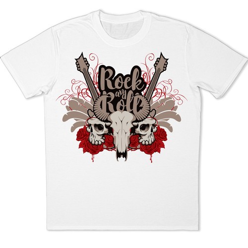 Maglietta rock roll bull - maglietta,