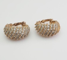 Orecchini Clip On Vintage In Tonalità Oro Con Cristalli Incastonati E Brillanti