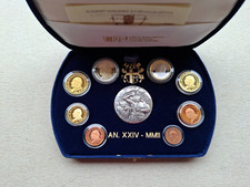 ✅ RARA SERIE DIVISIONALE VATICANO 8 MONETE EURO 2002 + MEDAGLIA ARGENTO PROOF