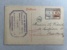 O.) Intero postale Germania sovrastampa 8 cent Belgio Gent occupazione 1916 