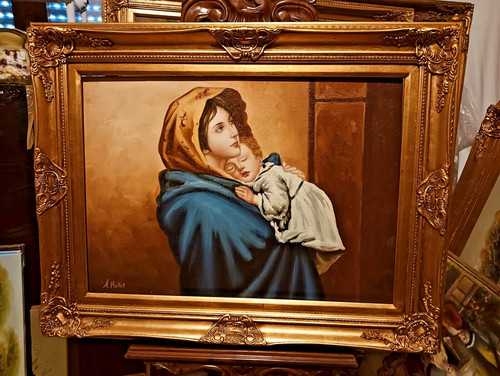 Olio tela madonna del - olio, su