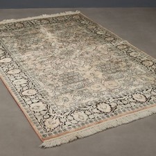 Tappeto Srinagar Antico Cotone Seta Nodo Fine India 197 x 127 cm Originale