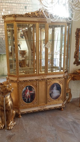 Vetrina legno decoro oro - legno,