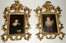 ANTICO RITRATTO- COPPIA NOBILI- OLIO- FIRMA ARTISTA-FRANCIA-FINE SEC.XVIII