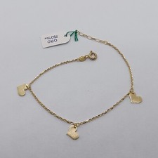 BRACCIALE DA DONNA A MAGLIA CON CIONDOLI CUORI IN ORO GIALLO 18KT 1,6 GR (7682)