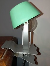 Piccola LAMPADA DA TAVOLO IN METALLO CON PINZA ANNI '60/70 VINTAGE Verde Acqua