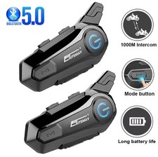 2x CUFFIE AURICOLARI INTERFONO BLUETOOTH 5.0 HEADSET PER CASCO MOTO 