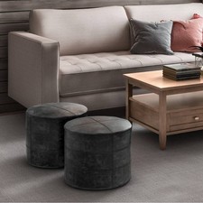 Darian Round Pouf Distressed