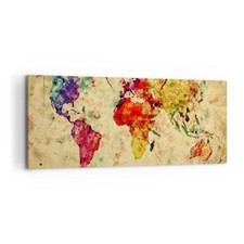 Quadro su Tela 120x50cm mappa mondo moderno Stampe Immagini Quadri Murale