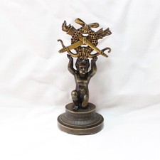 Scultura, Putto Alato Inginocchiato con Festone - 13.5 cm - Bronzo - Impero