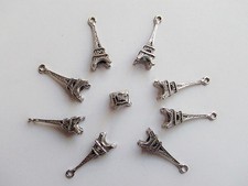 5pz charms ciondoli  Torre Eiffel 3D colore tibetano 24x9mm