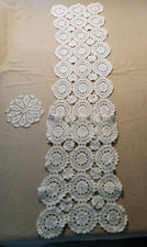 STRISCIA RUNNER ARREDO  CENTROTAVOLA  E CENTRINO UNCINETTO FATTI A MANO(s17)