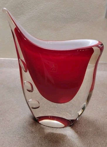 Vaso scultura cristallo - scultura, rosso