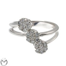 Anello trilogy rosetta in oro bianco 18 Kt 750 con diamanti 0,63 ct -509/VE-