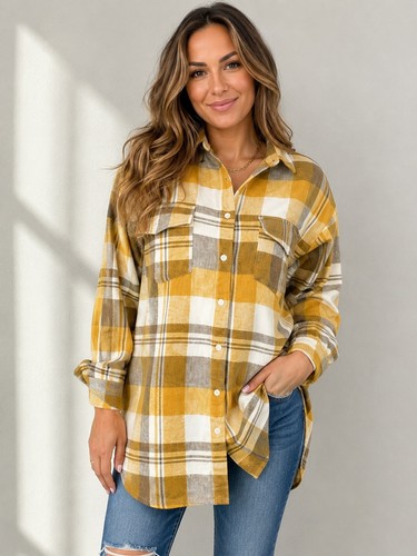 Camicia papermoon senape plaid - papermoon,
