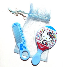 HELLO KITTY 2000s Sanrio set capelli specchio + pettine da borsetta azzurro Uk