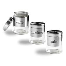 Tris barattoli vetro 3pz con coperchio barattolo 400 ml per caffè zucchero sale