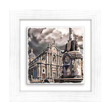 Lupia Quadro Ceramica stampata Cornice bianca 29x29 CATANIA PIAZZA DUOMO