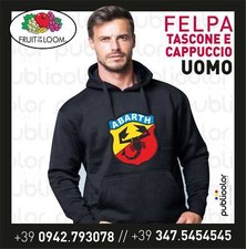 FELPA CAPPUCCIO TASCONE UOMO STAMPA ABARTH 1 PERSONALIZZATA STAMPATA