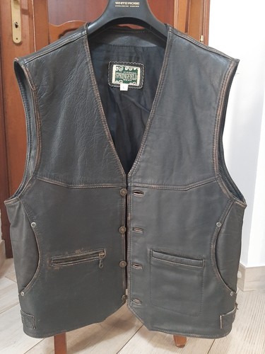 Gilet pelle panciotto - , marrone