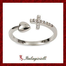 Anello Croce e Cuore Brillante