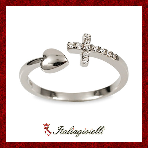 Anello croce cuore donna in - croce,