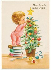 1983 bambino decorazioni albero di Natale cartolina natalizia augurale vintage