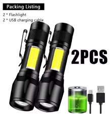 2X MINI TORCIA MILITARE Tattica  LED T6 RICARICABILE USB Luce POTENTE ZOOM 300 M