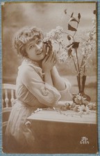 Cartolina Antica Auguri Onomastico con Bambina da Sassari Anni '20 Sardegna