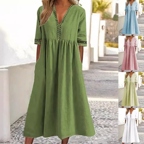 Abito donna scollo lino - v,