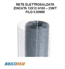 RETE ZINCATA PER GABBIE E VOLIERE MAGLIA 12X12 FILO 0.90 MT 25 ALTEZZA 100CM