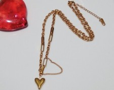 1pz collana cuore in acciaio inox colore oro  47cm+5cm bijoux
