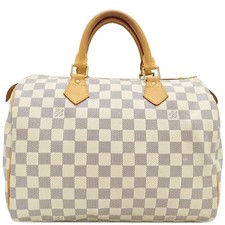 Borsa Louis Vuitton Speedy 30 Damier tela azzurra bianca Boston manca chiave e