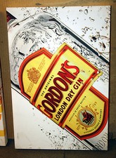 GORDON'S LONDON DRY GIN STAMPA SU TELA QUADRO TABELLA BAR VINTAGE TARGA 1