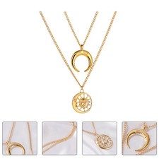 Versatile Necklace Double-layer Chain Ciondolo Collana Sole