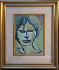 1968 MINO MACCARI - OLIO SU TAVOLA- RITRATTO DI DONNA CON CORNICE