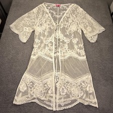 Betsey Johnson Y2K kimono spolverino donna taglia unica pizzo trasparente stravagante fata cardigan