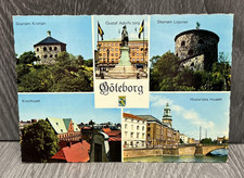 Cartolina d'epoca anni 70 Göteborg Svezia veduta multipla Skansen Kronan Lejonet