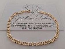 BRACCIALE ORO GIALLO 18 KARATI 750% Uomo Donna Unisex Maglia CATENA TRAVERSINO