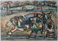 Martino Delego - tecnica mista su carta. Strane emozioni amorose del 1993.