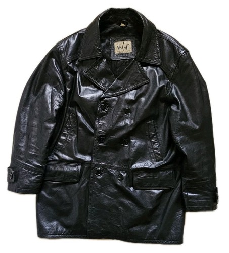 Pea coat peacoat pelle nera - coat,