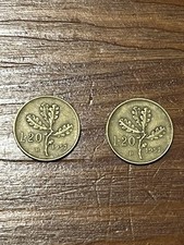 2 MONETE 20 LIRE 1957 ERRORE