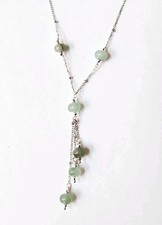 Collana in argento 925 rodiata con giada verde a rondelle alternata ad ematite